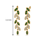 Load image into Gallery viewer, pave-diamond-leaf-drop-earring-with-emerald-in-14K-yellow-gold-FD-EAR8334GEMGR-NL-YG