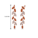 Load image into Gallery viewer, pave-diamond-leaf-drop-earring-with-orange-sapphire-in-14K-rose-gold-FD-EAR8334GSAOR-NL-RG