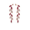 Load image into Gallery viewer, pave-diamond-leaf-drop-earring-with-pink-sapphire-in-14K-rose-gold-FD-EAR8334GSADRPI-NL-RG