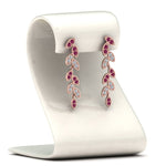Load image into Gallery viewer, pave-diamond-leaf-drop-earring-with-pink-sapphire-in-14K-rose-gold-FD-EAR8334GSADRPI-NL-RG