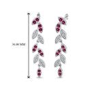 Load image into Gallery viewer, pave-diamond-leaf-drop-earring-with-pink-sapphire-in-14K-white-gold-FD-EAR8334GSADRPI-NL-WG