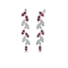 Load image into Gallery viewer, pave-diamond-leaf-drop-earring-with-pink-sapphire-in-14K-white-gold-FD-EAR8334GSADRPI-NL-WG