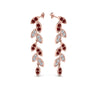 Load image into Gallery viewer, pave-diamond-leaf-drop-earring-with-ruby-in-14K-rose-gold-FD-EAR8334GRUDR-NL-RG