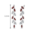 Load image into Gallery viewer, pave-diamond-leaf-drop-earring-with-ruby-in-14K-white-gold-FD-EAR8334GRUDR-NL-WG
