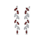 Load image into Gallery viewer, pave-diamond-leaf-drop-earring-with-ruby-in-14K-white-gold-FD-EAR8334GRUDR-NL-WG