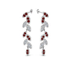 Load image into Gallery viewer, pave-diamond-leaf-drop-earring-with-ruby-in-14K-white-gold-FD-EAR8334GRUDR-NL-WG