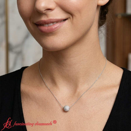 Half Carat Pavé Diamond Ball Pendant Necklace