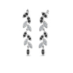 Load image into Gallery viewer, pave-leaf-drop-earring-with-black-diamond-in-14K-white-gold-FD-EAR8334GBLACK-NL-WG