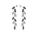 Load image into Gallery viewer, pave-leaf-drop-earring-with-black-diamond-in-14K-white-gold-FD-EAR8334GBLACK-NL-WG