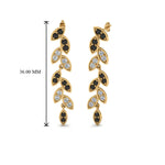 Load image into Gallery viewer, pave-leaf-drop-earring-with-black-diamond-in-14K-yellow-gold-FD-EAR8334GBLACK-NL-YG