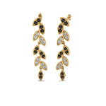 Load image into Gallery viewer, pave-leaf-drop-earring-with-black-diamond-in-14K-yellow-gold-FD-EAR8334GBLACK-NL-YG