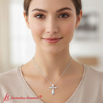 Load image into Gallery viewer, pave-set-cross-lab-diamond-pendant-in-18k-white-gold-fdpd10871-model