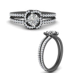 Load image into Gallery viewer, pave-split-shank-halo-diamond-ring-in-black-gold-FD9979RORANGLE3-NL-BG