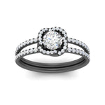 Load image into Gallery viewer, pave-split-shank-halo-diamond-ring-in-black-gold-FD9979RORANGLE3-NL-BG