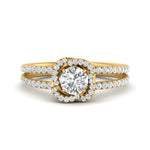 Load image into Gallery viewer, pave-split-shank-halo-diamond-ring-in-FD9979RORANGLE3-NL-YG