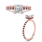 Load image into Gallery viewer, pave-under-halo-asscher-ruby-engagement-ring-in-rose-gold-FD10060ASRGRUDRANGLE3-NL-RG.jpg?v=1770718242