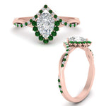 Load image into Gallery viewer, pear-crown-halo-emerald-engagement-ring-in-FD10008PERGEMGRANGLE3-NL-RG
