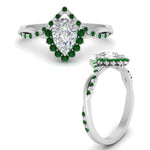 Load image into Gallery viewer, pear-crown-halo-emerald-engagement-ring-in-FD10008PERGEMGRANGLE3-NL-WG