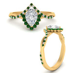 Load image into Gallery viewer, pear-crown-halo-emerald-engagement-ring-in-FD10008PERGEMGRANGLE3-NL-YG