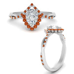 Load image into Gallery viewer, pear-crown-halo-orange-sapphire-engagement-ring-in-FD10008PERGSAORANGLE3-NL-WG