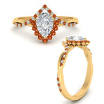 Load image into Gallery viewer, pear-crown-halo-orange-sapphire-engagement-ring-in-FD10008PERGSAORANGLE3-NL-YG