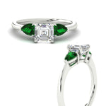 Load image into Gallery viewer, pear-diamond-cathedral-asscher-cut-engagement-ring-with-emerald-in-white-gold-fdenr9210asrgemgrangle3-nl-wg.jpg?v=1758259331