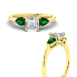 Load image into Gallery viewer, pear-diamond-cathedral-asscher-cut-engagement-ring-with-emerald-in-yellow-gold-fdenr9210asrgemgrangle3-nl-yg.jpg?v=1758259331