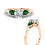 Load image into Gallery viewer, pear-diamond-cathedral-cushion-cut-engagement-ring-with-emerald-in-rose-gold-fdenr9210curgemgrangle3-nl-rg