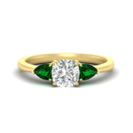 Load image into Gallery viewer, pear-diamond-cathedral-cushion-cut-engagement-ring-with-emerald-in-yellow-gold-fdenr9210curgemgrsleep-nl-yg