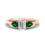Load image into Gallery viewer, 3 Stone Emerald Cut Lab Diamond Cathedral Ring With Pear Accents