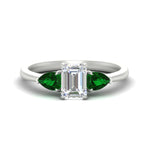 Load image into Gallery viewer, 3 Stone Emerald Cut Lab Diamond Cathedral Ring With Pear Accents