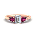Load image into Gallery viewer, 3 Stone Emerald Cut Lab Diamond Cathedral Ring With Pear Accents