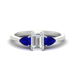 Load image into Gallery viewer, 3 Stone Emerald Cut Lab Diamond Cathedral Ring With Pear Accents
