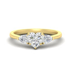 Load image into Gallery viewer, 3 Stone Heart Shaped Lab Diamond Cathedral Ring With Pear Accents