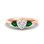 Load image into Gallery viewer, 3 Stone Heart Shaped Lab Diamond Cathedral Ring With Pear Accents
