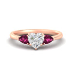 Load image into Gallery viewer, 3 Stone Heart Shaped Lab Diamond Cathedral Ring With Pear Accents