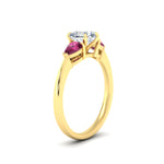 Load image into Gallery viewer, pear-diamond-cathedral-heart-shaped-engagement-ring-with-pink-sapphire-in-yellow-gold-fdenr9210htrgsadrpiangle2-nl-yg