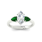 Load image into Gallery viewer, pear-diamond-cathedral-marquise-cut-engagement-ring-with-emerald-in-white-gold-fdenr9210mqrgemgrangle5-nl-wg