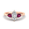 Load image into Gallery viewer, 3 Stone Marquise Cut Lab Diamond Cathedral Ring With Pear Accents