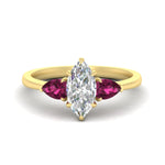 Load image into Gallery viewer, 3 Stone Marquise Cut Lab Diamond Cathedral Ring With Pear Accents