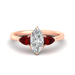 Load image into Gallery viewer, 3 Stone Marquise Cut Lab Diamond Cathedral Ring With Pear Accents