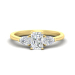 Load image into Gallery viewer, 3 Stone Radiant Cut Lab Diamond Cathedral Ring With Pear Accents