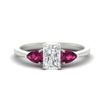 Load image into Gallery viewer, 3 Stone Radiant Cut Lab Diamond Cathedral Ring With Pear Accents