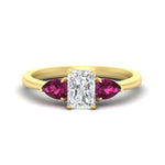 Load image into Gallery viewer, 3 Stone Radiant Cut Lab Diamond Cathedral Ring With Pear Accents