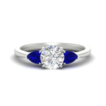 Load image into Gallery viewer, Round Cut Pear 3 Stone Cathedral Ring