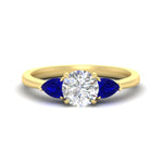 Load image into Gallery viewer, Round Cut Pear 3 Stone Cathedral Ring