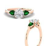 Load image into Gallery viewer, pear-diamond-cathedral-round-cut-engagement-ring-with-emerald-in-rose-gold-fdenr9210rorgemgrangle3-nl-rg