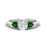 Load image into Gallery viewer, pear-diamond-cathedral-round-cut-engagement-ring-with-emerald-in-white-gold-fdenr9210rorgemgrsleep-nl-wg