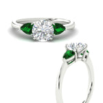 Load image into Gallery viewer, pear-diamond-cathedral-round-cut-engagement-ring-with-emerald-in-white-gold-fdenr9210rorgemgrangle3-nl-wg