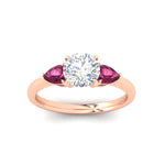 Load image into Gallery viewer, pear-diamond-cathedral-round-cut-engagement-ring-with-pink-sapphire-in-rose-gold-fdenr9210rorgsadrpiangle5-nl-rg